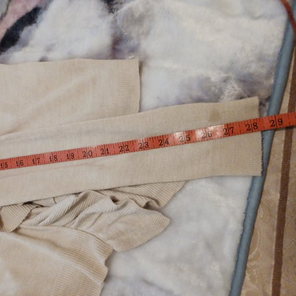 New York & Company Ruffle Front Cardigan Beige M EUC - Picture 9 of 13